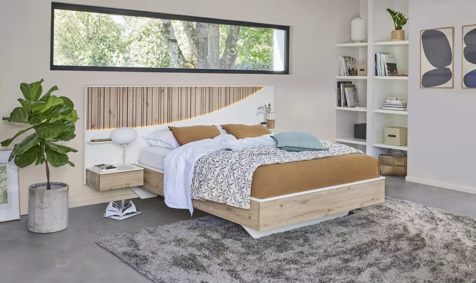 Meubles Celio Lit 2 places avec table de chevet – Image 5