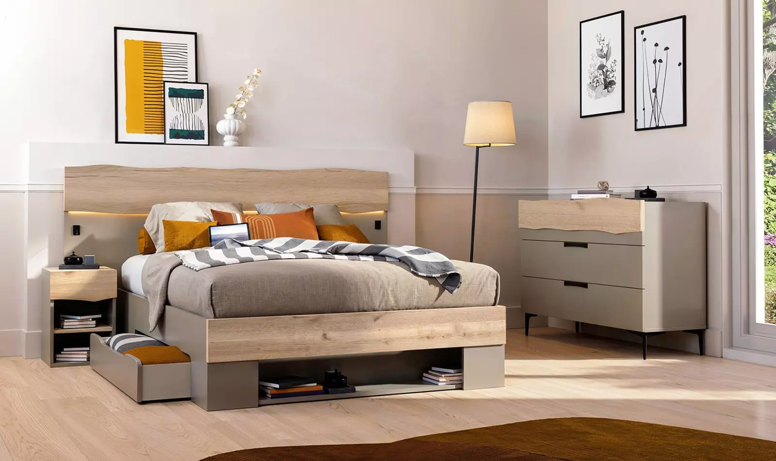 Meubles Celio Lit avec tiroirs de rangement 2 places – Image 4