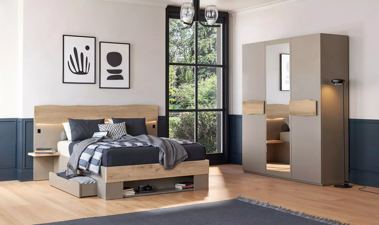 Meubles Celio Lit avec tiroirs de rangement 2 places – Image 3