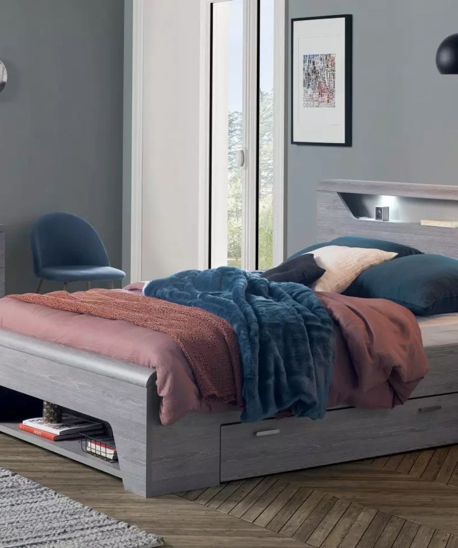 Meubles Celio Lit avec tiroirs de rangement 2 places – Image 2