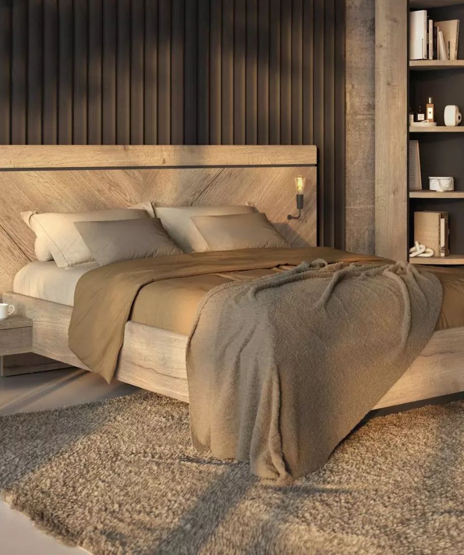 Meubles Celio Lit 2 places avec table de chevet – Image 2