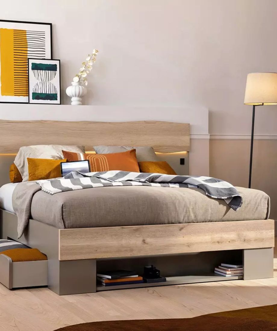 Meubles Celio Lit avec tiroirs de rangement 2 places – Image 2